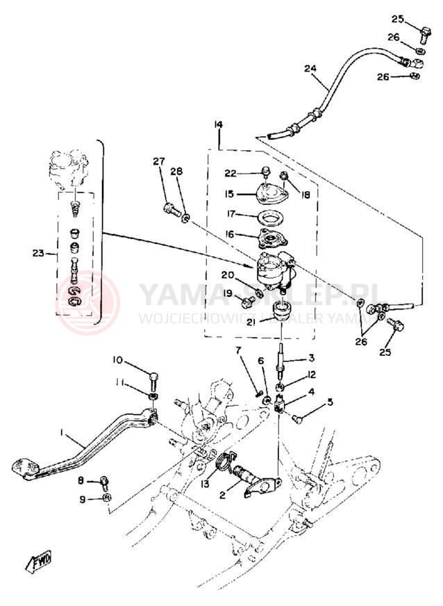 Schemat "Pompa hamulcowa tył" do Yamaha XS850SH