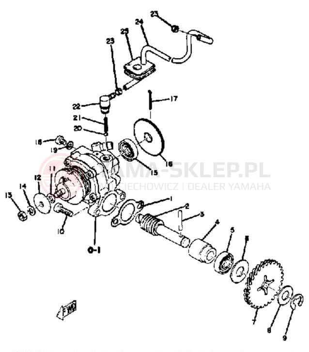 Schemat "Pompa olejowa" do Yamaha YZ80B