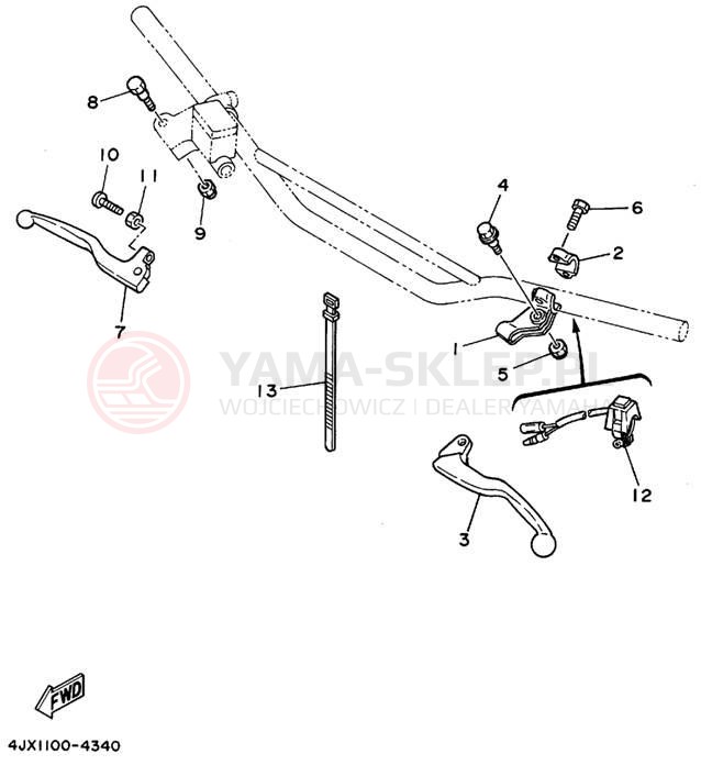 Schemat "Kierownica i osprzęt" do Yamaha YZ125 YZ125G1
