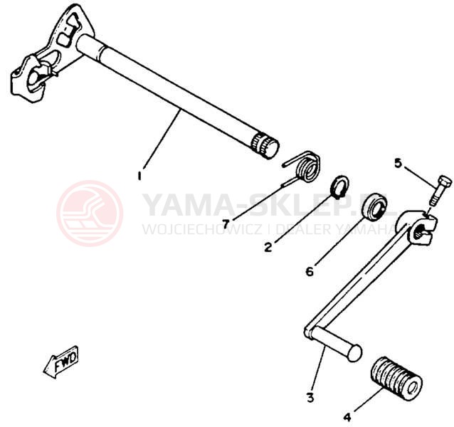 Schemat "Dźwignia zmiany biegów, wałek" do Yamaha BLASTER YFS200D_MN