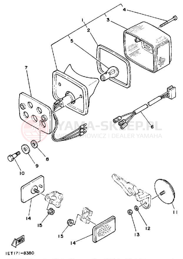 Schemat "lampa tył" do Yamaha XT350UC/XT350U