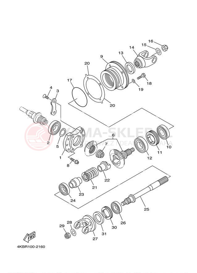 Schemat "Przeniesienie napędu" do Yamaha WOLVERINE YFM35FXT