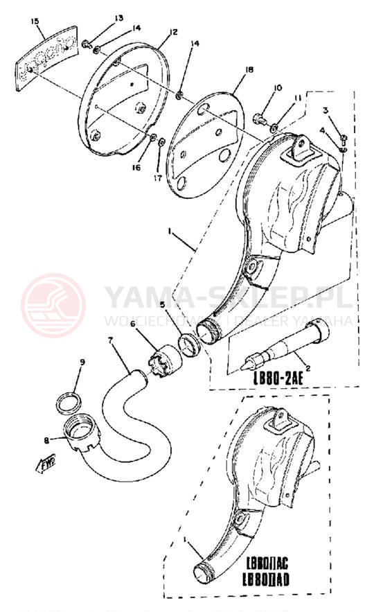 Schemat "Wydech końcowy" do Yamaha LB802AD