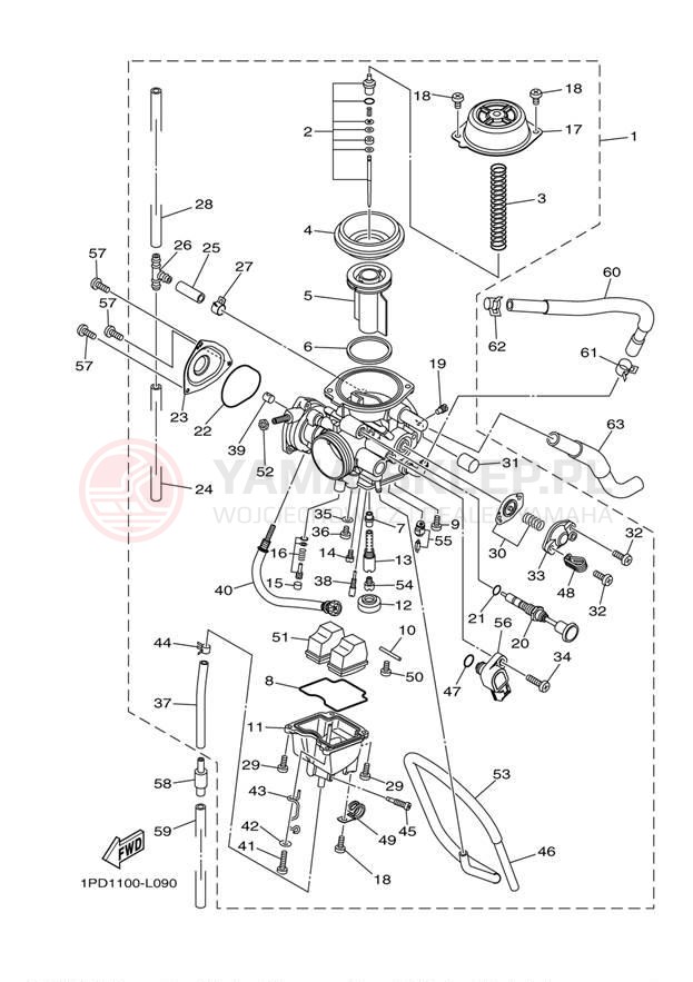 Schemat "Gaźnik" do Yamaha YFZ450 YFZ45DB/YFZ45DW