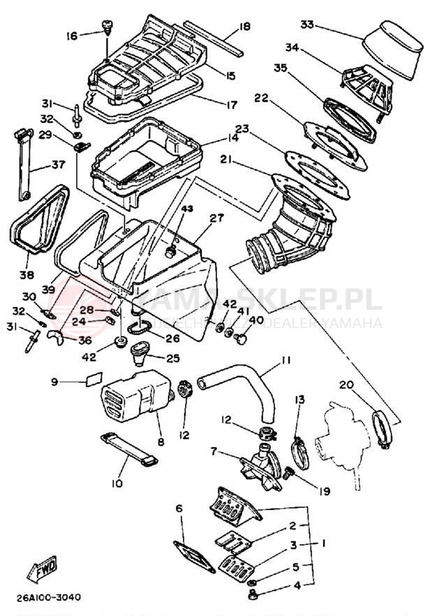 Schemat "Filtr powietrza" do Yamaha IT490K