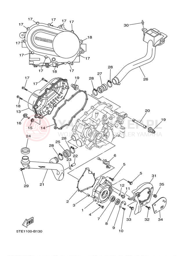 Schemat "Pokrywa silnika" do Yamaha KODIAK 400 4WD YFM400FAR