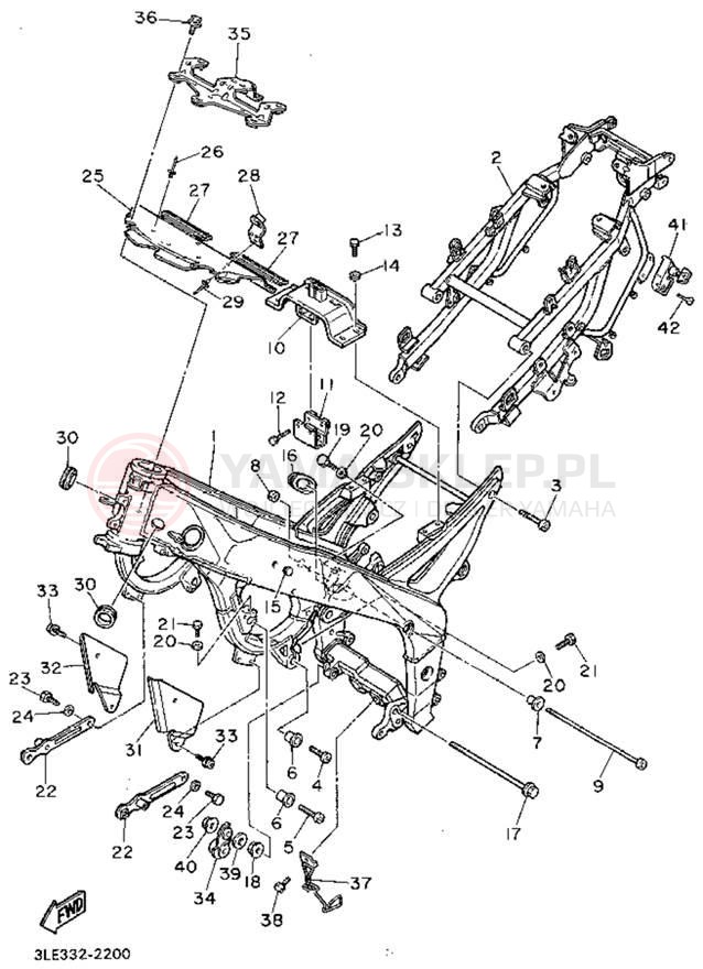 Schemat "rama" do Yamaha FZR1000FC/FZR1000F