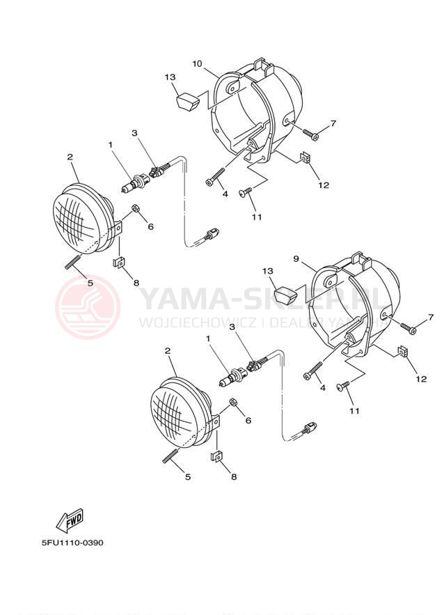 Schemat "Lampa przód" do Yamaha BIG BEAR 400 4X4 YFM40FS