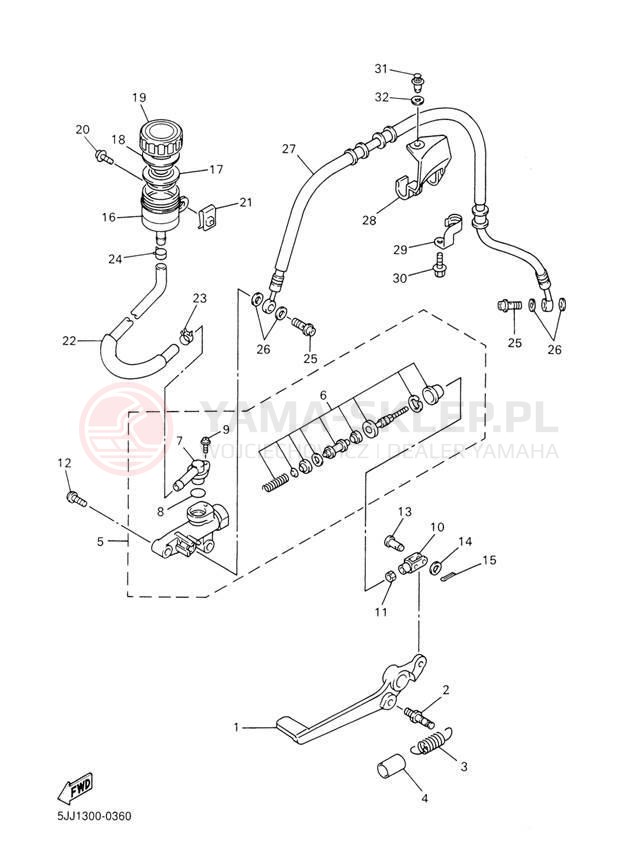 Schemat "Pompa hamulcowa tył" do Yamaha R1 YZFR1M/YZFR1MC