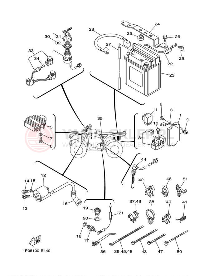 Schemat "układ elektryczny" do Yamaha BRUIN 250 2WD YFM25BV