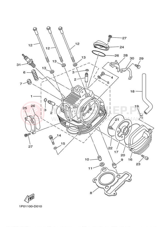 Schemat "głowica" do Yamaha BRUIN 250 YFM250BT