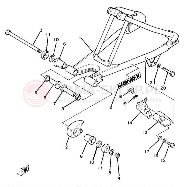 Schemat "wahacz" do Yamaha YZ80J