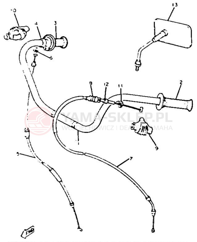 Schemat "Kierownica i osprzęt" do Yamaha XS650H