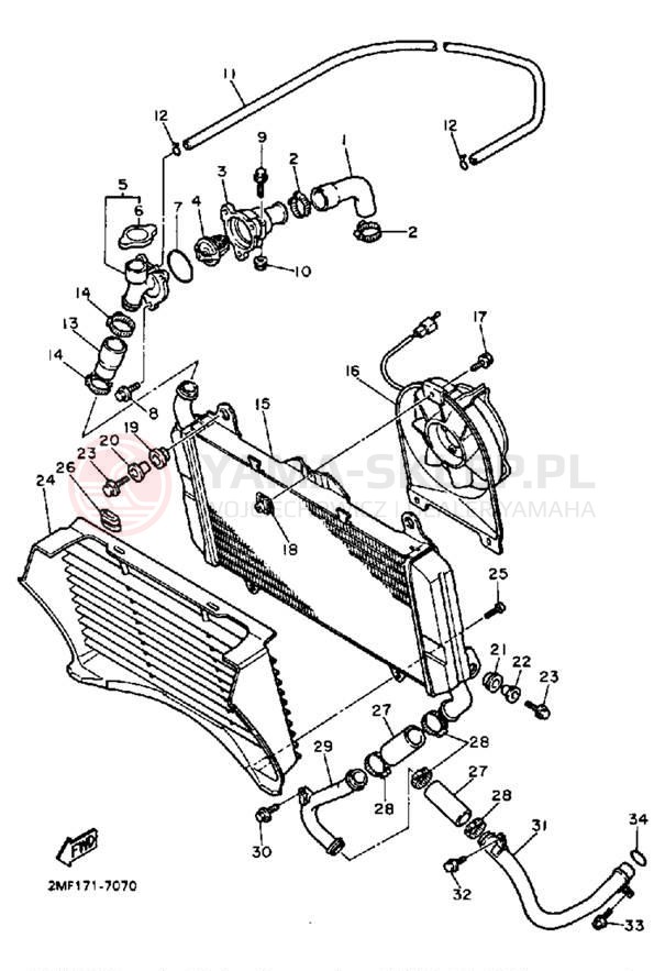 Schemat "Układ chlodzenia" do Yamaha FZ700TC/FZ700T
