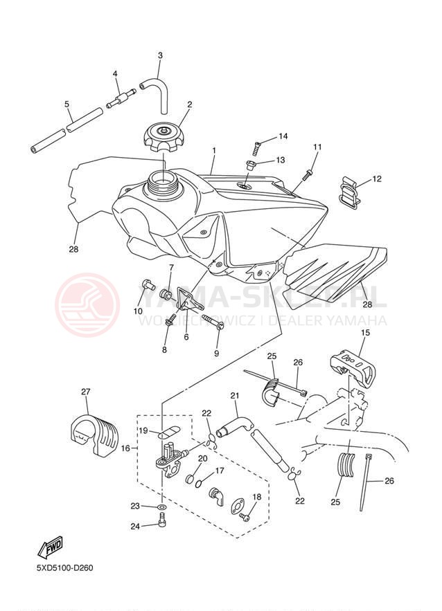Schemat "zbiornik paliwa" do Yamaha YZ250F YZ250FT
