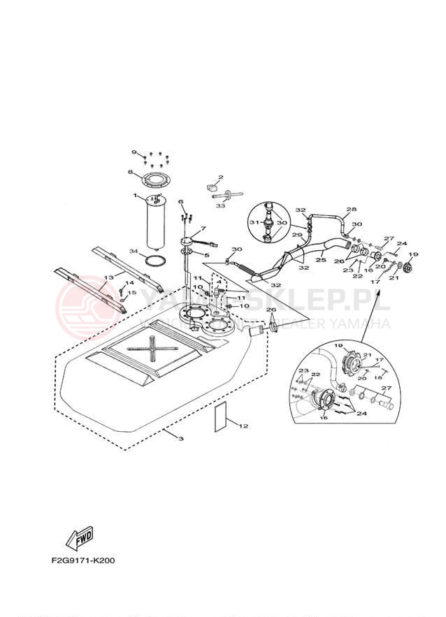 Schemat "zbiornik paliwa" do Yamaha SX210 FRT1100BLK