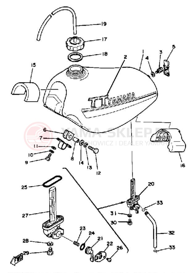 Schemat "zbiornik paliwa" do Yamaha TT250H