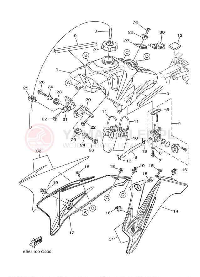 Schemat "zbiornik paliwa" do Yamaha TTR110E TTR110EX