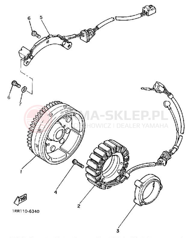 Schemat "prądnica" do Yamaha VIRAGO 700 XV700CSC/XV700CS