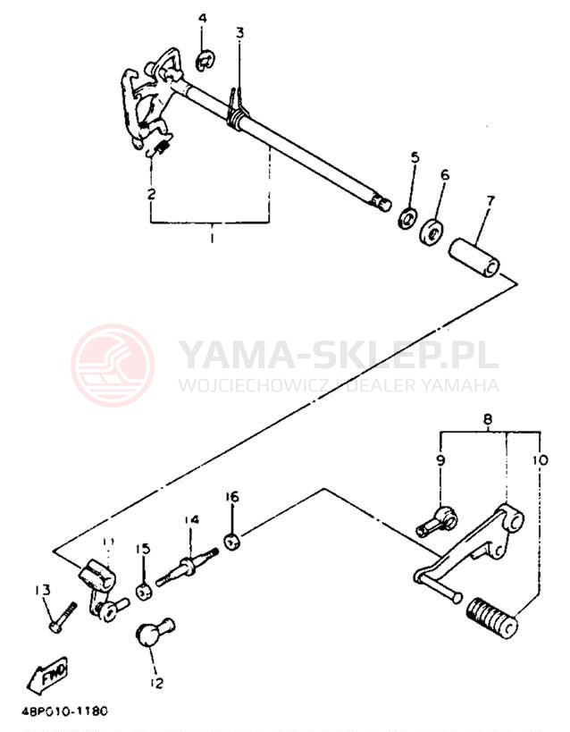 Schemat "Dźwignia zmiany biegów, wałek" do Yamaha SECA II XJ600SDC/XJ600SD