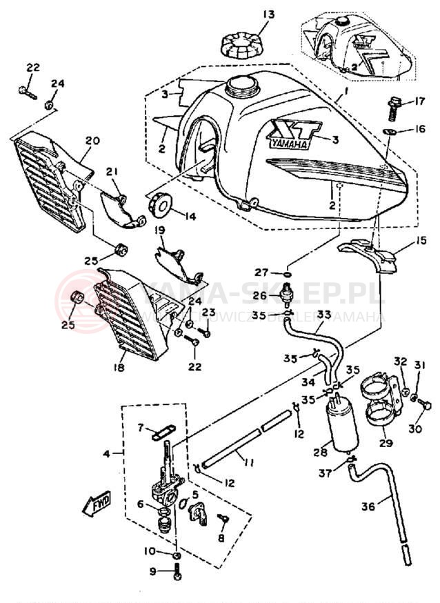 Schemat "zbiornik paliwa" do Yamaha XT600NC/XT600N