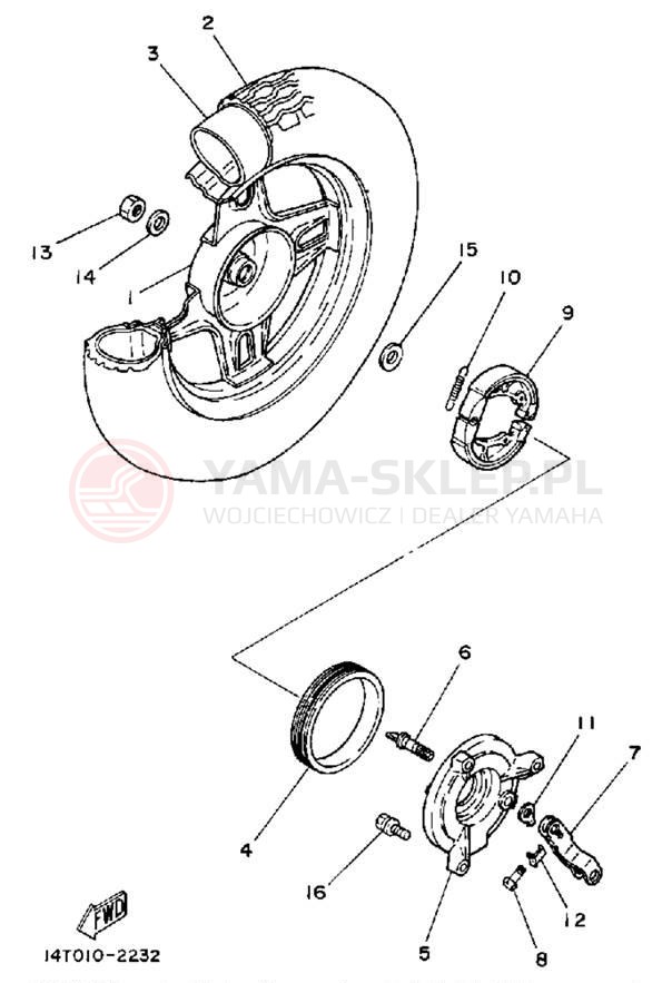Schemat "Koło tył" do Yamaha RIVA 50 CA50S