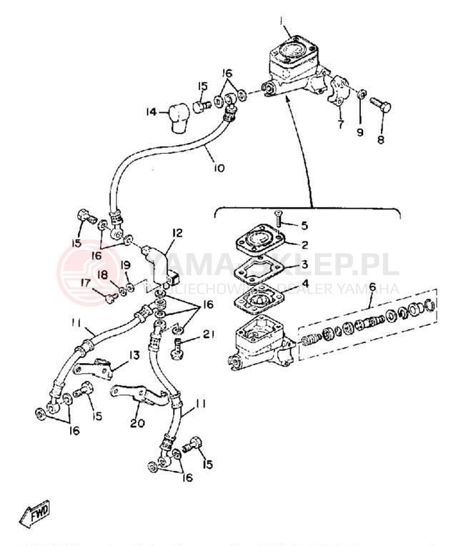 Schemat "Pompa hamulcowa przednia" do Yamaha XS850SH