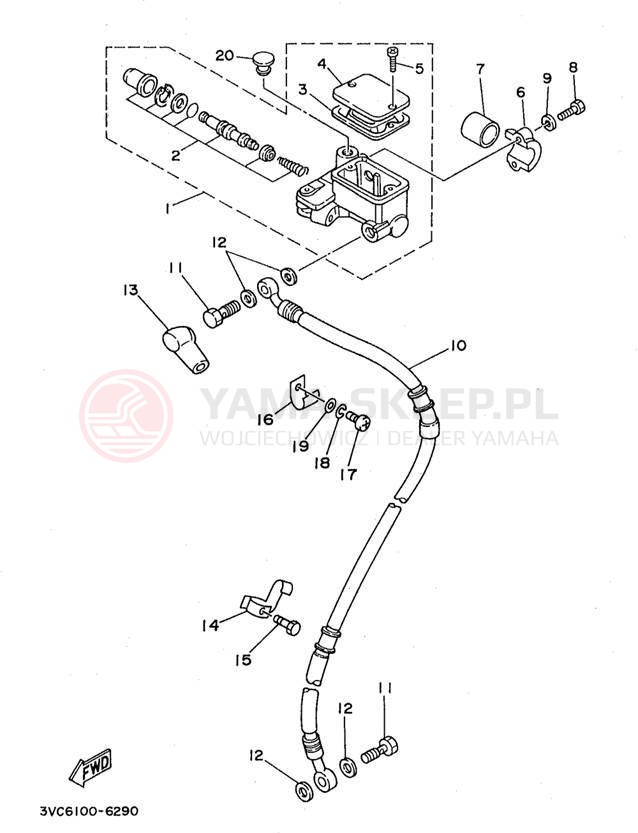 Schemat "Pompa hamulcowa przednia" do Yamaha RT180K