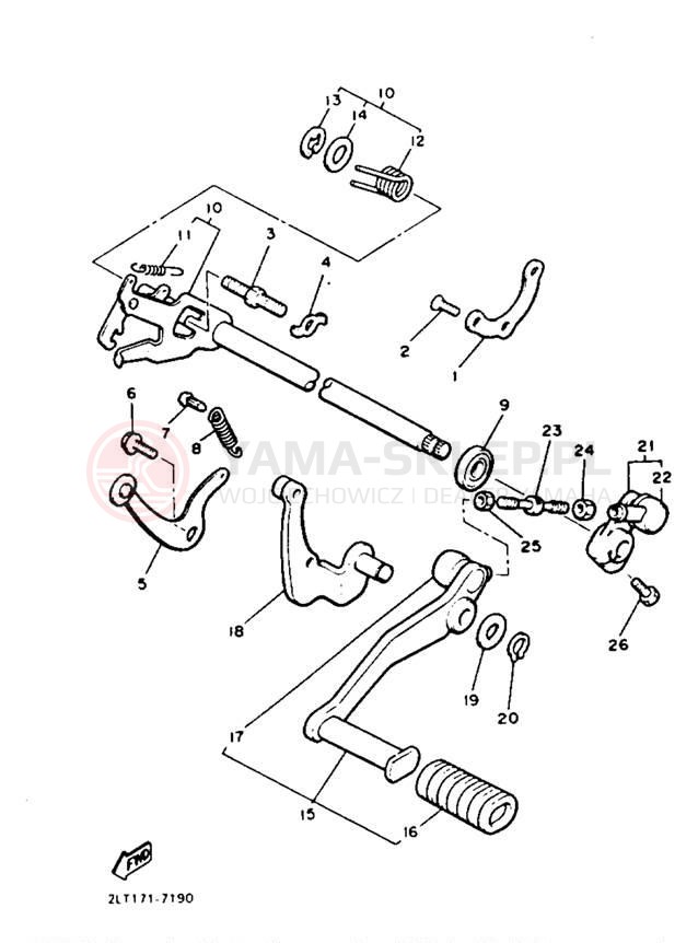 Schemat "Dźwignia zmiany biegów, wałek" do Yamaha V-MAX 1200 VMX12B/VMX12BC