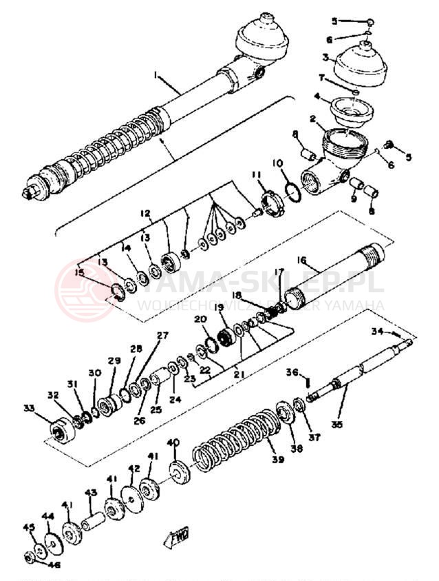 Schemat "Amortyzator tylny" do Yamaha YZ100E