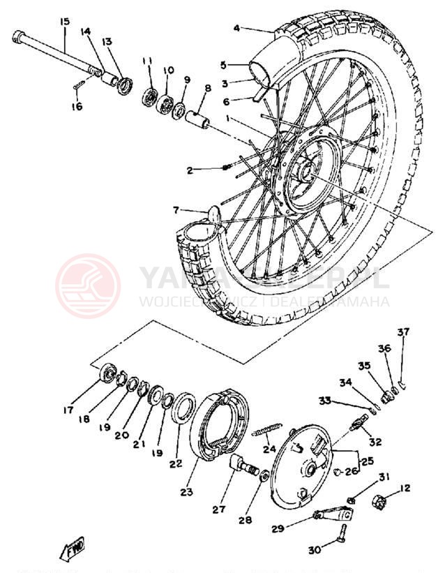 Schemat "Koło przód" do Yamaha DT250F