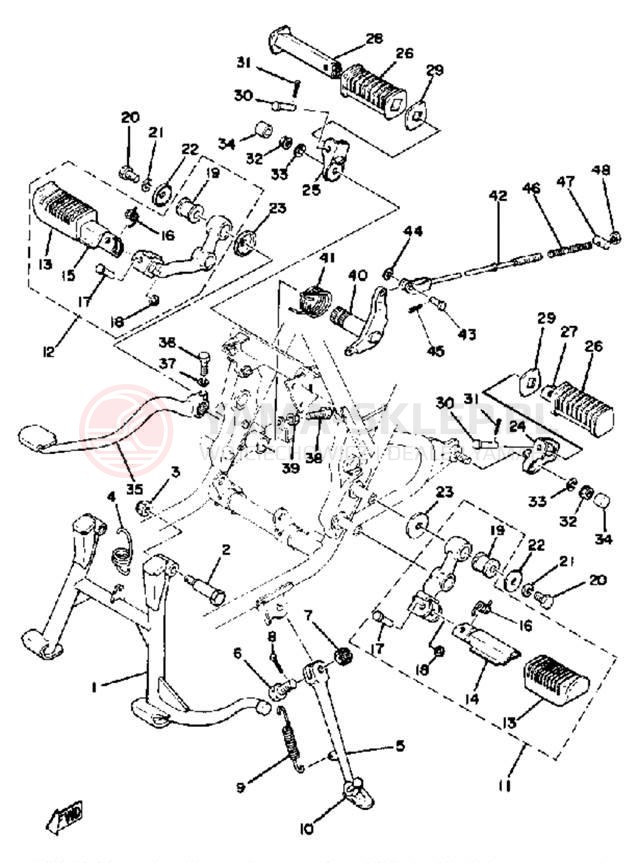 Schemat "Stopka postoj., dźw. Hamulca tył" do Yamaha XS400_2F