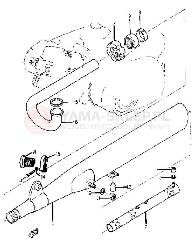 Schemat "Wydech końcowy" do Yamaha YJ2S/YJ1K