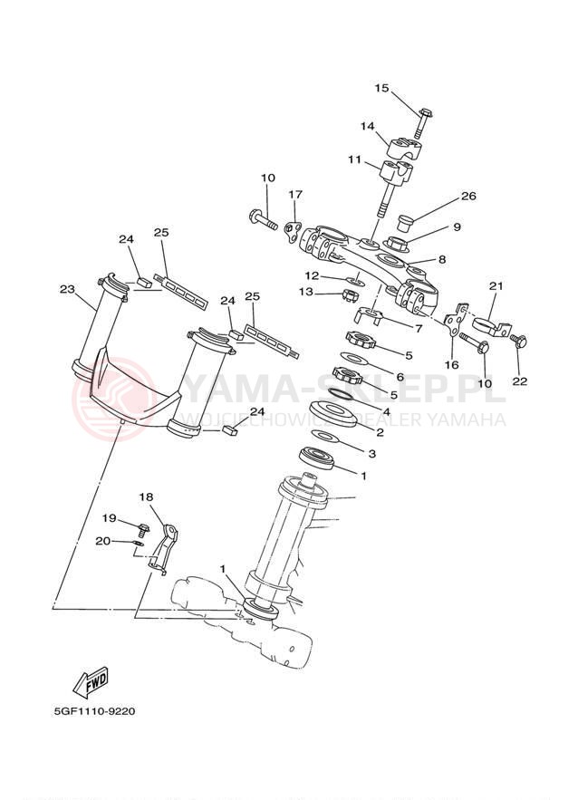 Schemat "Półki zawieszenia" do Yamaha TTR250 TTR250M/TTR250MC