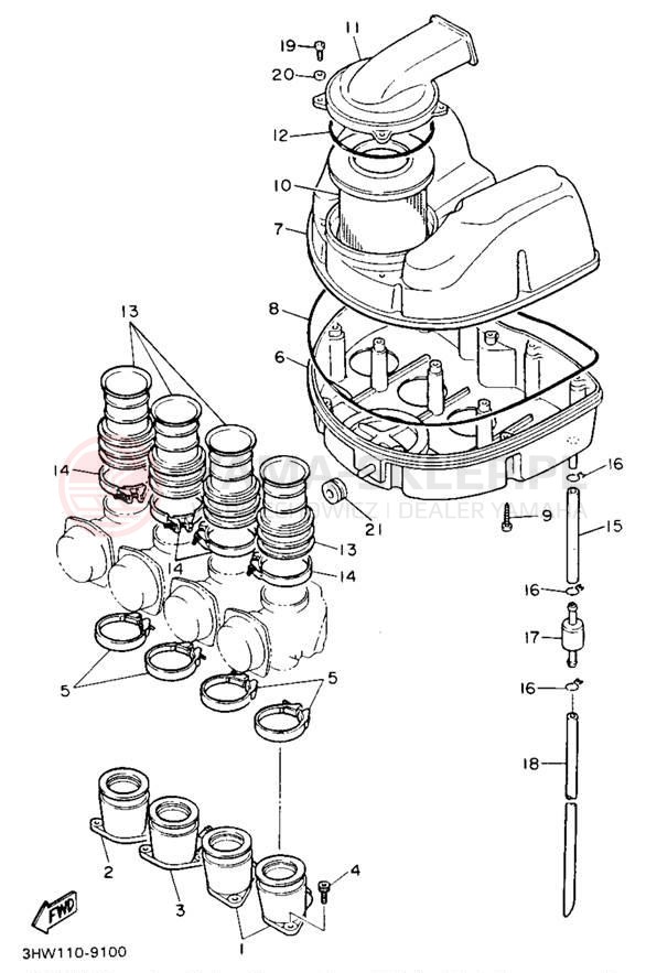 Schemat "Filtr powietrza" do Yamaha FZR600RBC