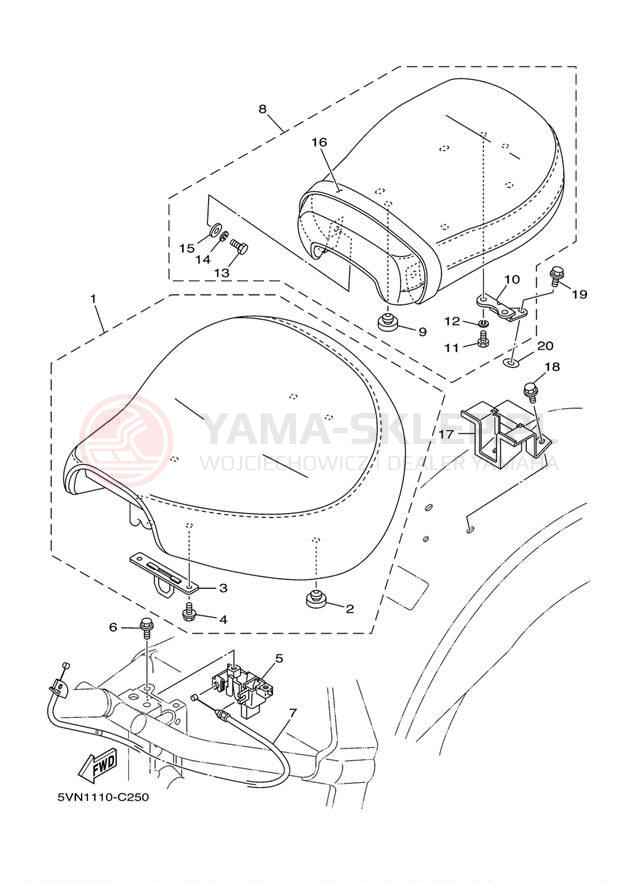 Schemat "siedzenie" do Yamaha ROAD STAR XV17ASC/XV17AS