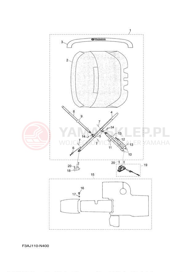 Schemat "Bimini top" do Yamaha AR190 RX1800AN/RX1800BN