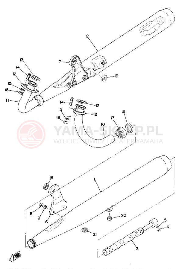 Schemat "Wydech końcowy" do Yamaha RD200B