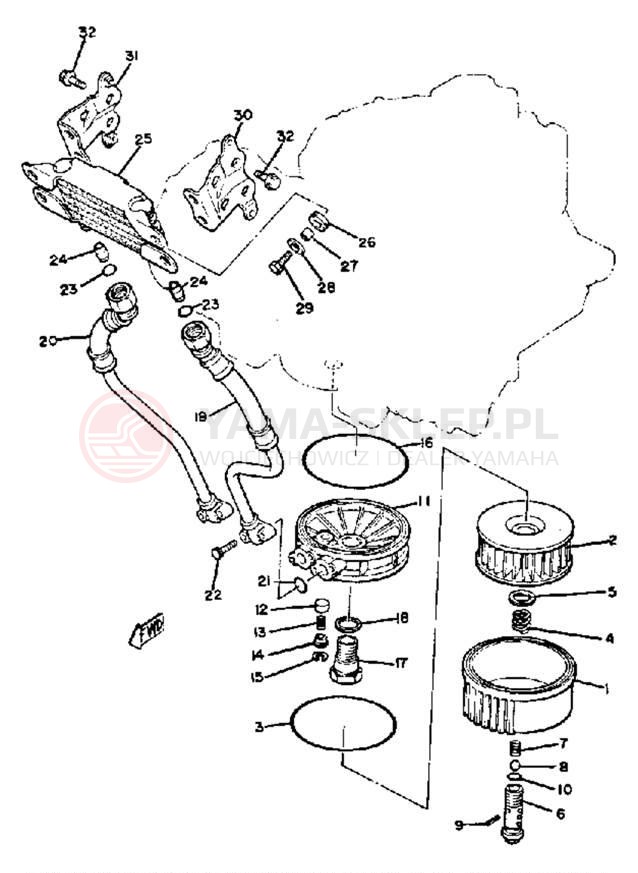 Schemat "Chłodnica oleju" do Yamaha XS850G