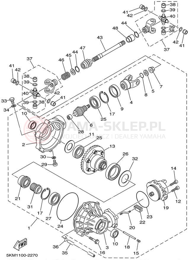 Schemat "Wał napędowy przód" do Yamaha GRIZZLY 660 YFM660FP