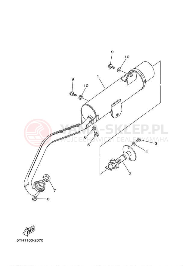 Schemat "Wydech końcowy" do Yamaha GRIZZLY 80 HUNTER YFM80GHW