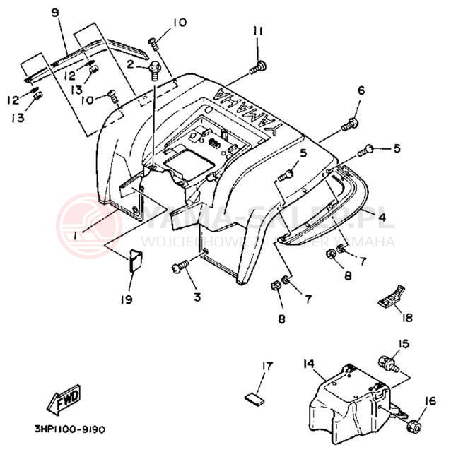 Schemat "Tylny błotnik" do Yamaha MOTO-4 YFM350ERW