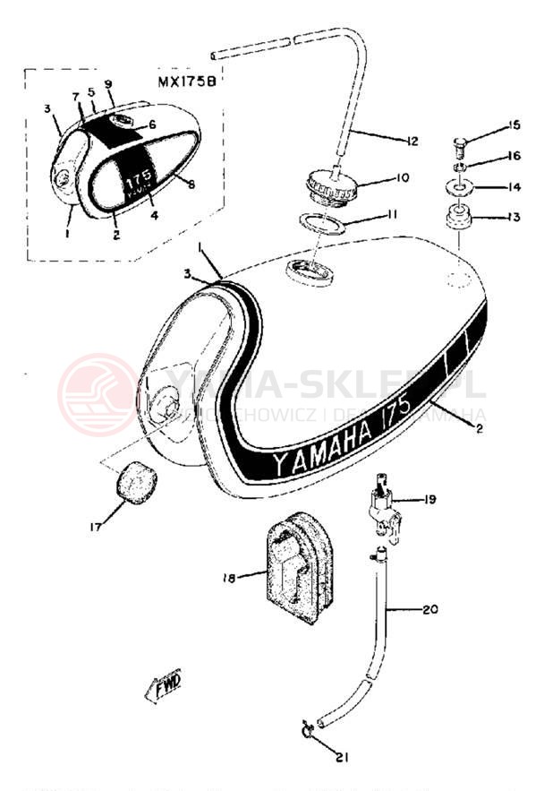 Schemat "zbiornik paliwa" do Yamaha MX175A