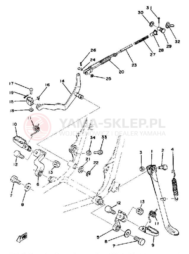 Schemat "Stopka postoj., dźw. Hamulca tył" do Yamaha IT175D