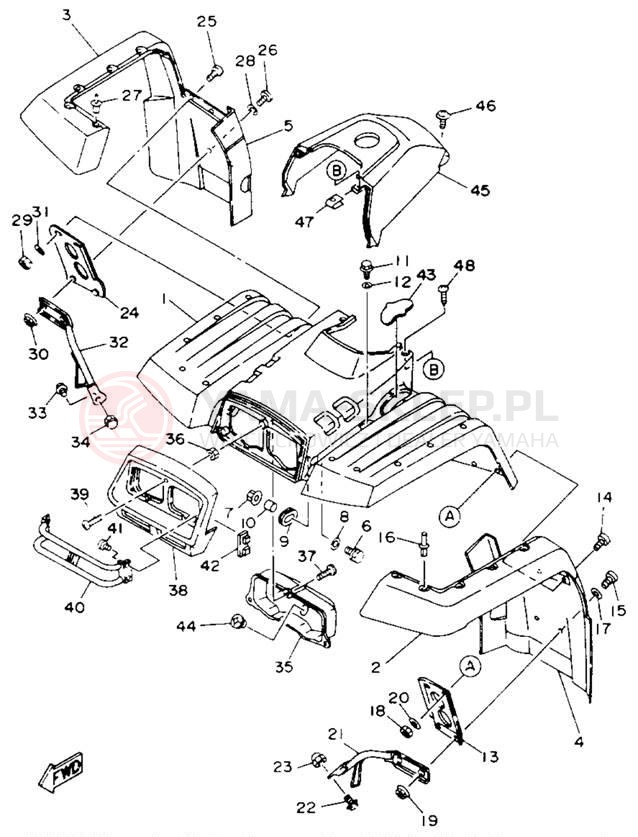 Schemat "Przedni błotnik" do Yamaha KODIAK 4WD YFM400FWE_