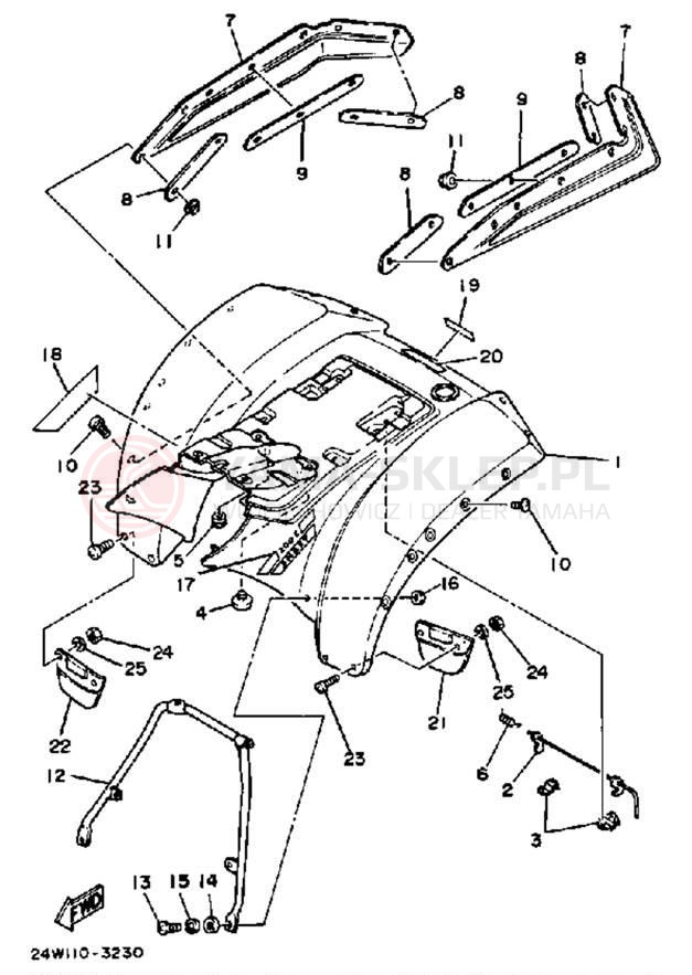 Schemat "Tylny błotnik" do Yamaha YTM200EL