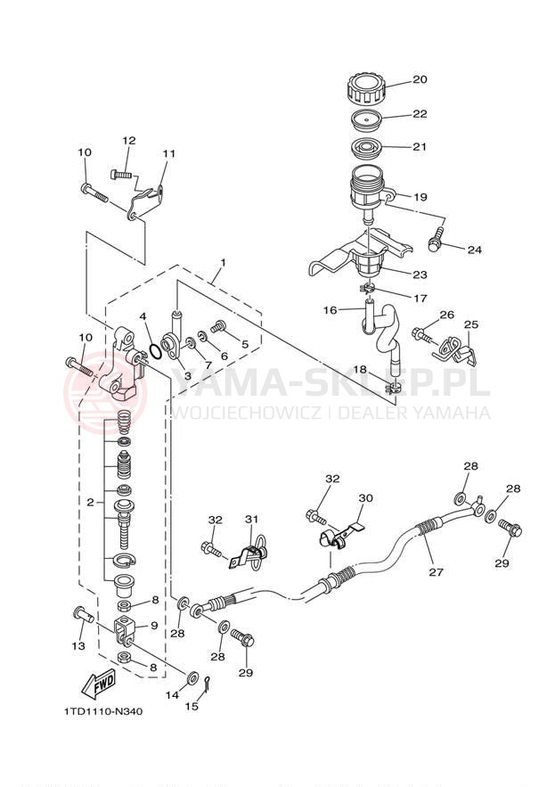 Schemat "Pompa hamulcowa tył" do Yamaha YFZ450R YFZ450REO/YFZ450REL