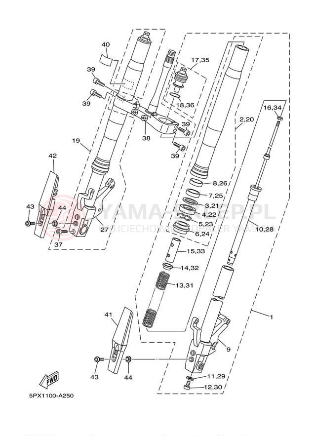 Schemat "Amortyzatory przód" do Yamaha XV17PCP/XV17PCPC