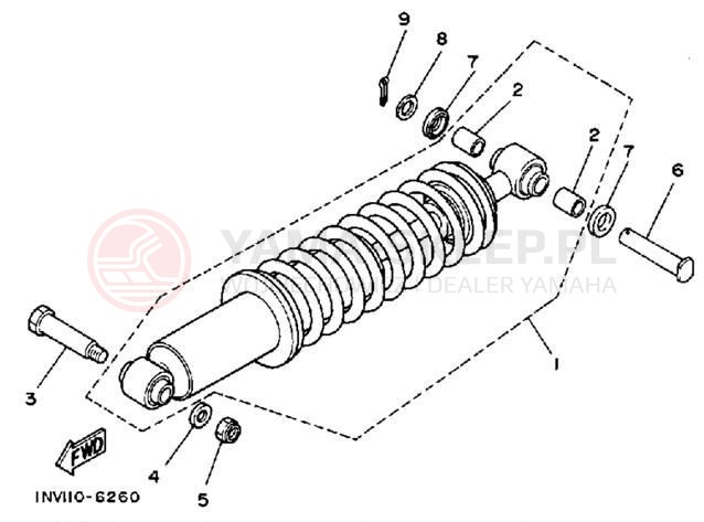 Schemat "zawieszenie tył" do Yamaha MOTO-4 YFM200DXT