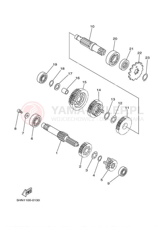 Schemat "Skrzynia biegów " do Yamaha TTR90 TTR90N